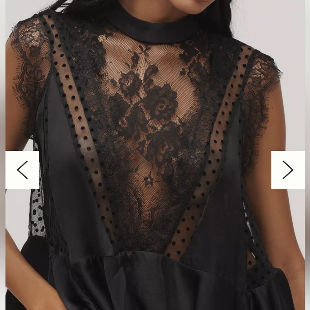 Anthropologie sheer lace peplum top